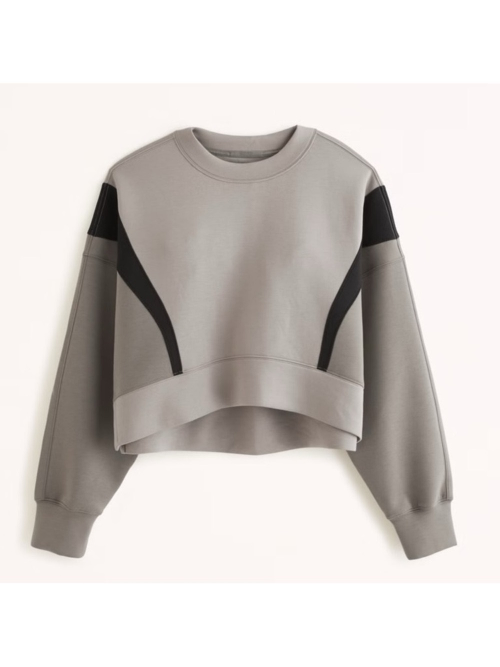 Cropped Gray Sweatshirt with Black Accent Panels